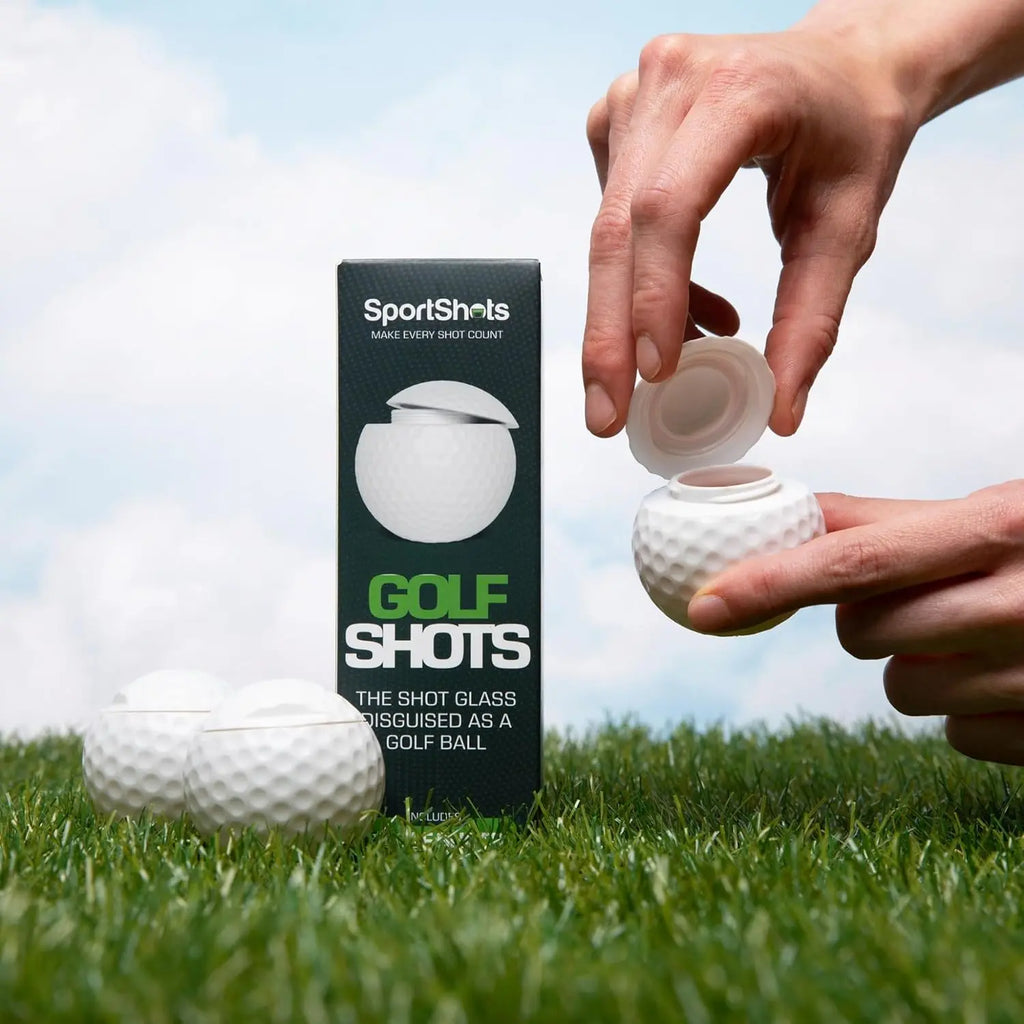 Golf Shots Funny Golf Balls Golfing Ball Shot Shaped Glasses with Lid Novelty Golf Party Cups Gifts for Golfers Men White 1.5oz Screw-On Cap
