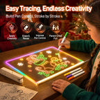 GOMYMO LED Drawing Board for Kids - LED Light Entertainment Toy with Light Effects, Colored Markers, Adjustable Stand, Drawing Templates, Reusable Erasable Doodle/Message Board, Cool Christmas/Viral Christmas Gifts for Boys, Cool Gifts For Kids,techvibes