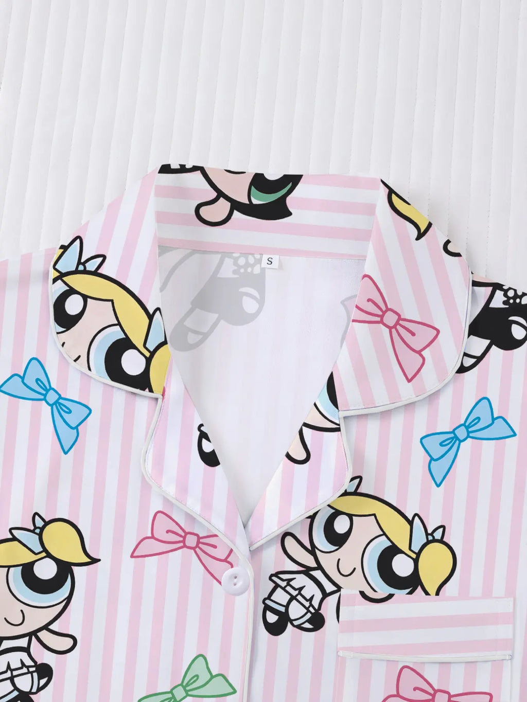 Women's Cartoon Print Short Sleeve Pajama Set with Shorts