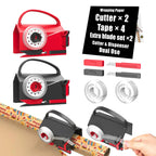 DHG 2 Pack Dual-Use Wrapping Paper Cutter & Tape Dispenser Kit, Includes 4 Rolls Tape & 2 Replacement Blades, Sliding Roll Slicer Holder for Christmas Kraft Cellophane Paper, Home Office Classroom Birthday Gift Cutting Supplies