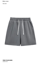4-pack summer men’s shorts with a simple pocket design—versatile casual athletic shorts for everyday wear, featuring a drawstring waist for comfort.summervibes
