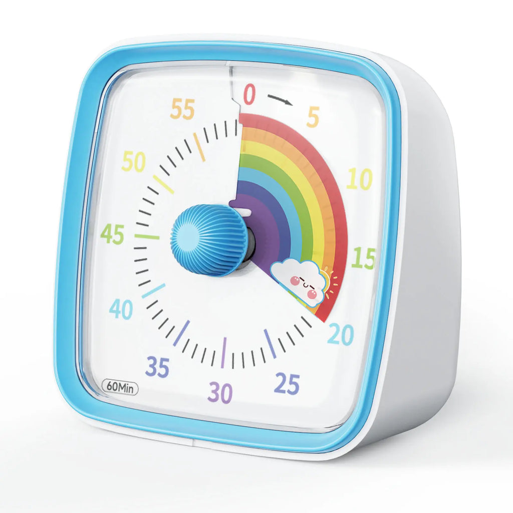 Yunbaoit VT03-Blue Rainbow 60-Minute Silent Visual Timer with Night Light, Bell & ABS Plastic Body - Kitchen Gadget, Utensil for Kids, Work, School Use