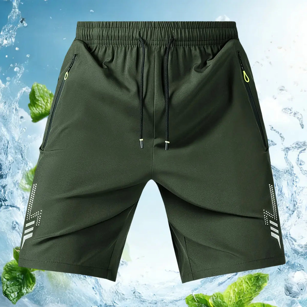 3-Pack Men's Athletic Shorts - Reflective Geometric Prints, Zipper Pockets