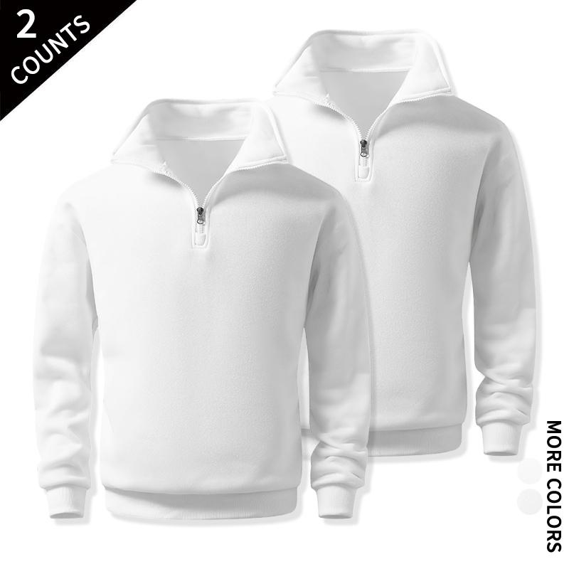 Men's 2-Pack Quarter-Zip Cozy Sweatshirts - Classic Stand Collar Long-Sleeve Mens Clothing, Outdoor Daily Fitness Wear, Guys Anniversary & Boyfriend Birthday Gift