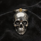 3D Skull Stainless Steel Keychain for Men, Gothic Punk Metal Charm, Cool EDC Gift for Bikers