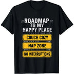 Men's Funny "Places I Won't Be Going Today" T-Shirt - Humorous Slogan Print, Soft Breathable Round Neck Short Sleeve Tee Suitable for Casual Wear