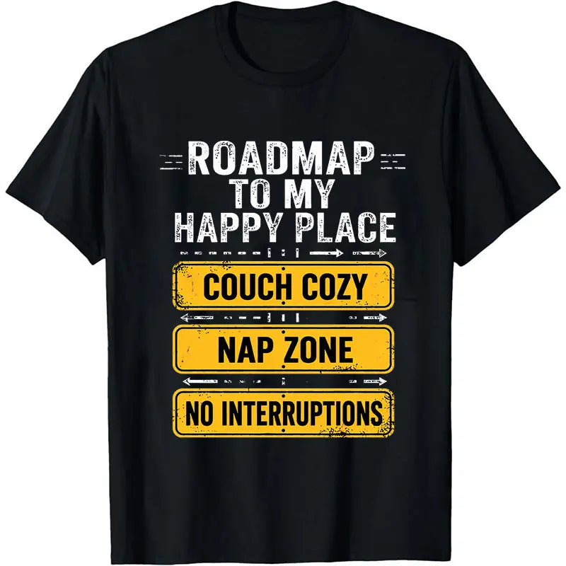 Men's Funny "Places I Won't Be Going Today" T-Shirt - Humorous Slogan Print, Soft Breathable Round Neck Short Sleeve Tee Suitable for Casual Wear