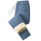 Men's Keep Warm Thick Fleece-Lined Casual Plain Regular Leg Pants - Preppy Menswear, Drawstring Elastic Mid Waist, Non-Stretch Durable Fabric, Casual Comfy Trousers, Fitted, Outdoors Apparel for Camping, Skiing, Machine Washable