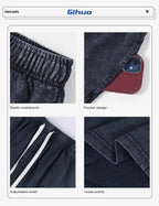 Gihuo Mens Unisex Sweat Shorts Cotton Athletic Shorts Vintage Acid Wash Elastic Waist Drawstring Workout Shorts with Pockets Womenswear Basic Bottom Casual Minimalist