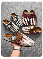 Men's Bohemian Print Mules, Mule Slides, Comfortable Slip-On Sandals, Adjustable Buckle, Soft Insole, Ideal for Daily Wear, Casual Footwear