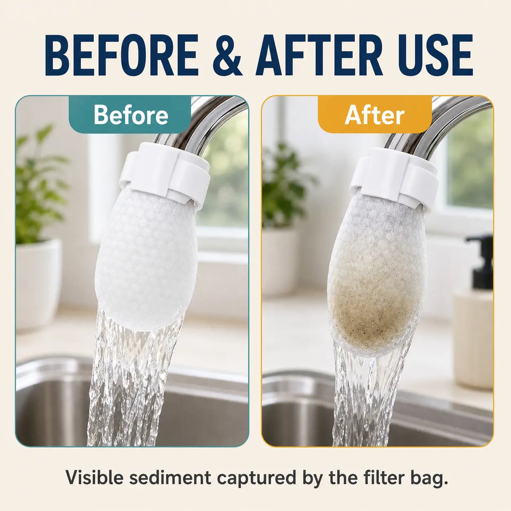 50-Pack Disposable Cotton Faucet Filter Bags with 5 Straps