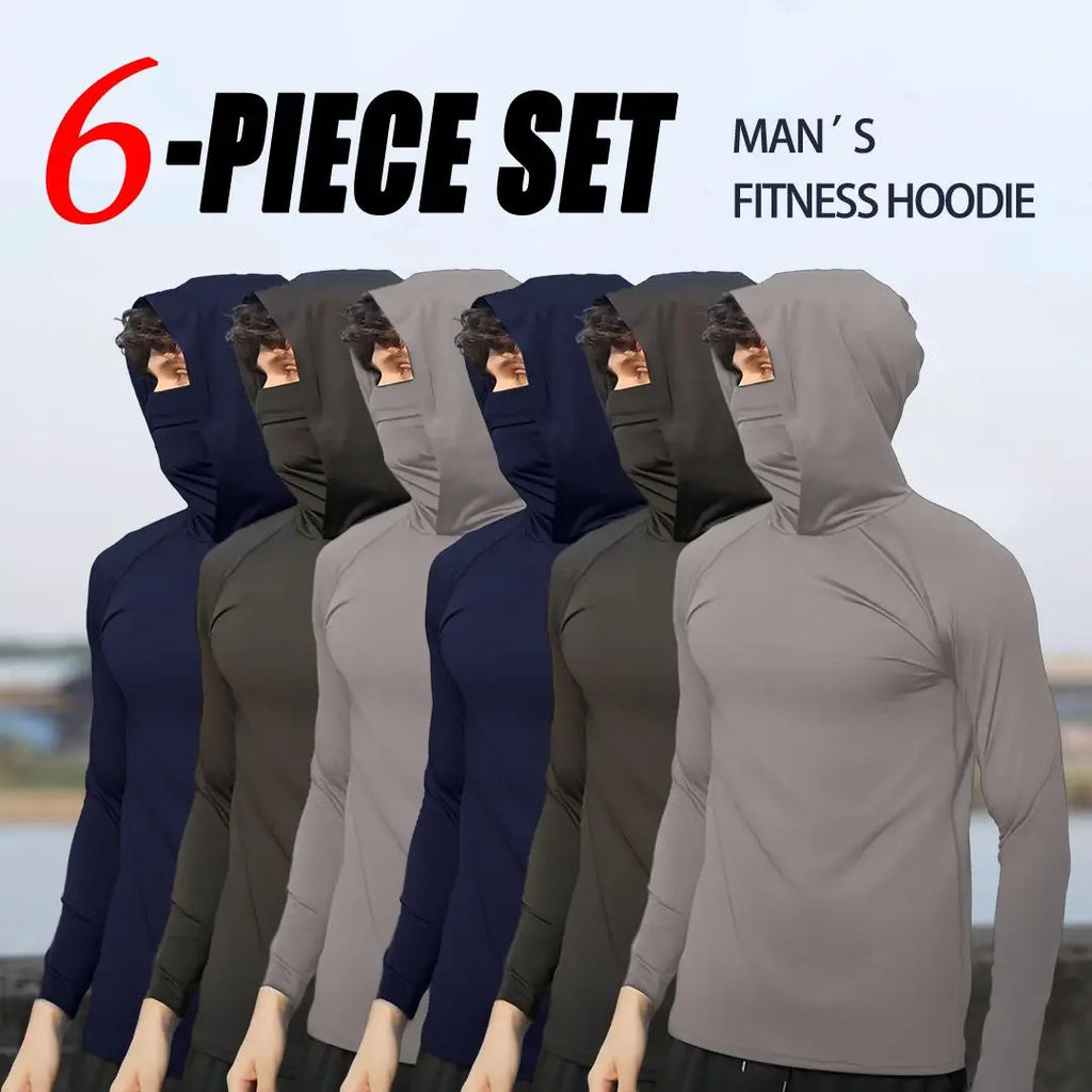 6-Piece Men's Lightweight UPF Sun Protection Hoodies