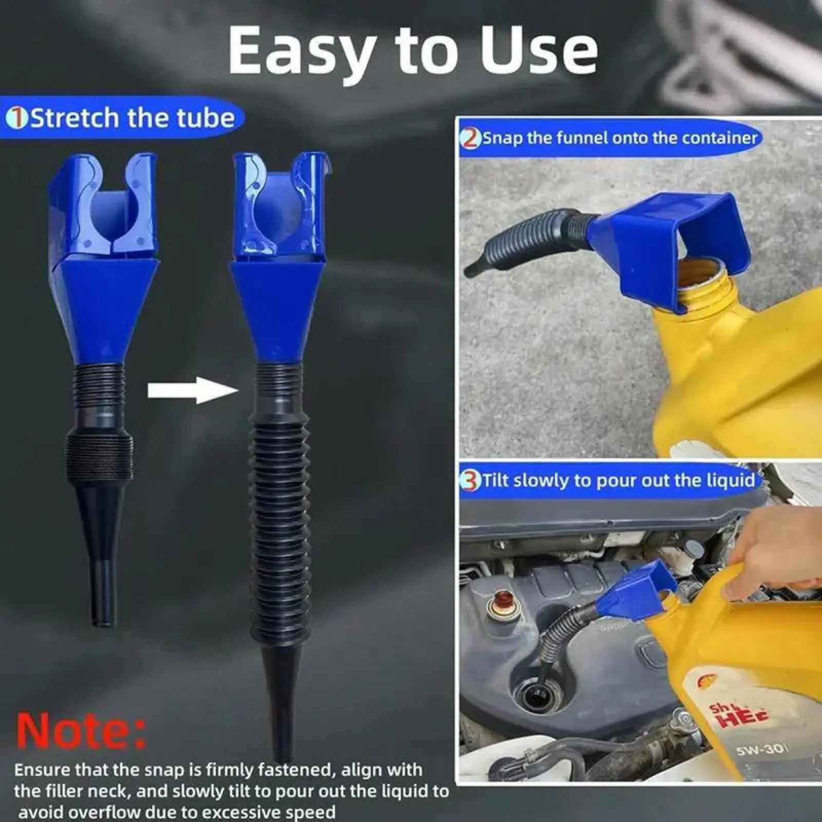 Funnel for Car,Retractable Funnel with Flexible Hose and Filter,Funnel for Oil Change Transfer Tool for Oil,Coolant,Gasoline,For Cars,Motorcycles & Engines.