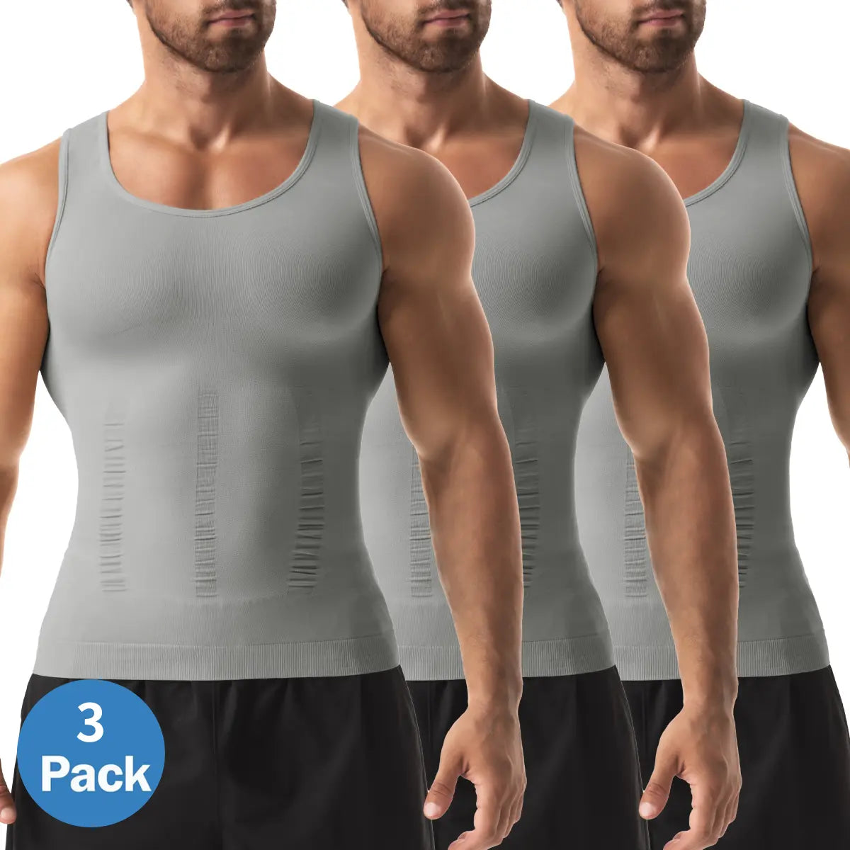 Men's Compression Shapewear Tank Top (1/2/3/4 Pack) – Tummy Control Breathable Workout Undershirt