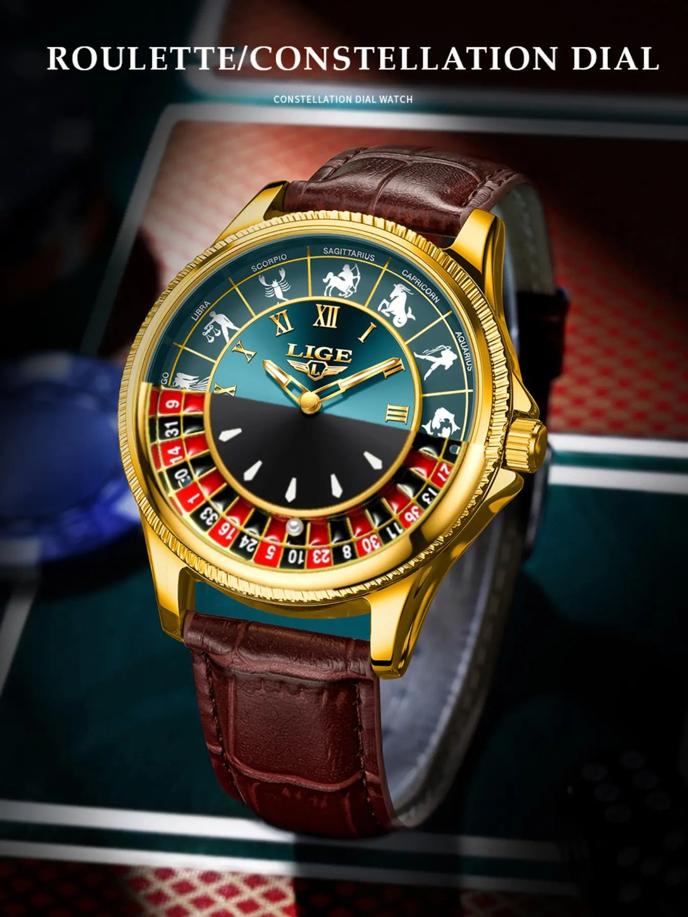 Men's Russian Roulette 12 Zodiac Interactive Waterproof Quartz Watch