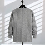Men’s Ribbed Henley Long Sleeve Shirt Slim Fit Stretch Casual Knit Pullover for Men Soft Breathable Fashion Tee