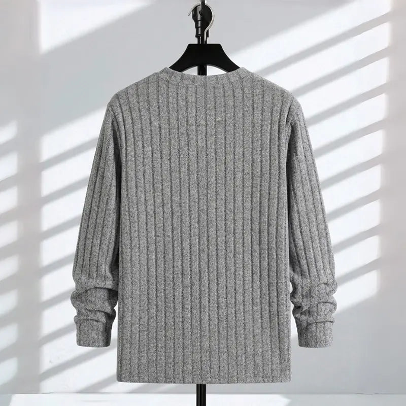 Men’s Ribbed Henley Long Sleeve Shirt Slim Fit Stretch Casual Knit Pullover for Men Soft Breathable Fashion Tee