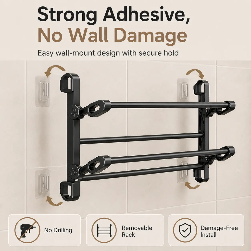 Foldable Wall-Mounted Shoe Rack, Space-Saving Plastic & Steel Hanging Slipper Holder, Compact Shoe Storage Organizer for Bathroom, Entryway, Closet, Bedroom, Door & RV