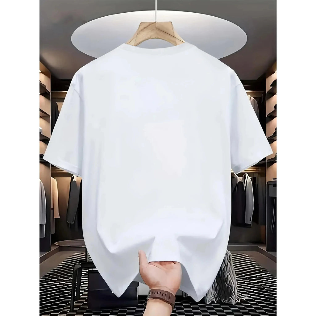 Men's Athletic Graphic Loose-Fit Short-Sleeve Round Neck T-Shirt - Blue Baseball-Style Sports Top, Soft Breathable Streetwear, Suited for Casual Summer, Vintage-Inspired Looks, Shortsleeve, Tshirt