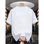 Men's Athletic Graphic Loose-Fit Short-Sleeve Round Neck T-Shirt - Blue Baseball-Style Sports Top, Soft Breathable Streetwear, Suited for Casual Summer, Vintage-Inspired Looks, Shortsleeve, Tshirt
