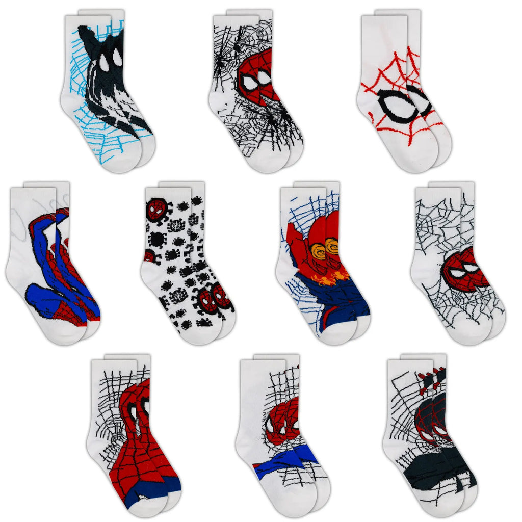 Marvel Spider-Man Boys Printed Youth Socks (10-Pack)