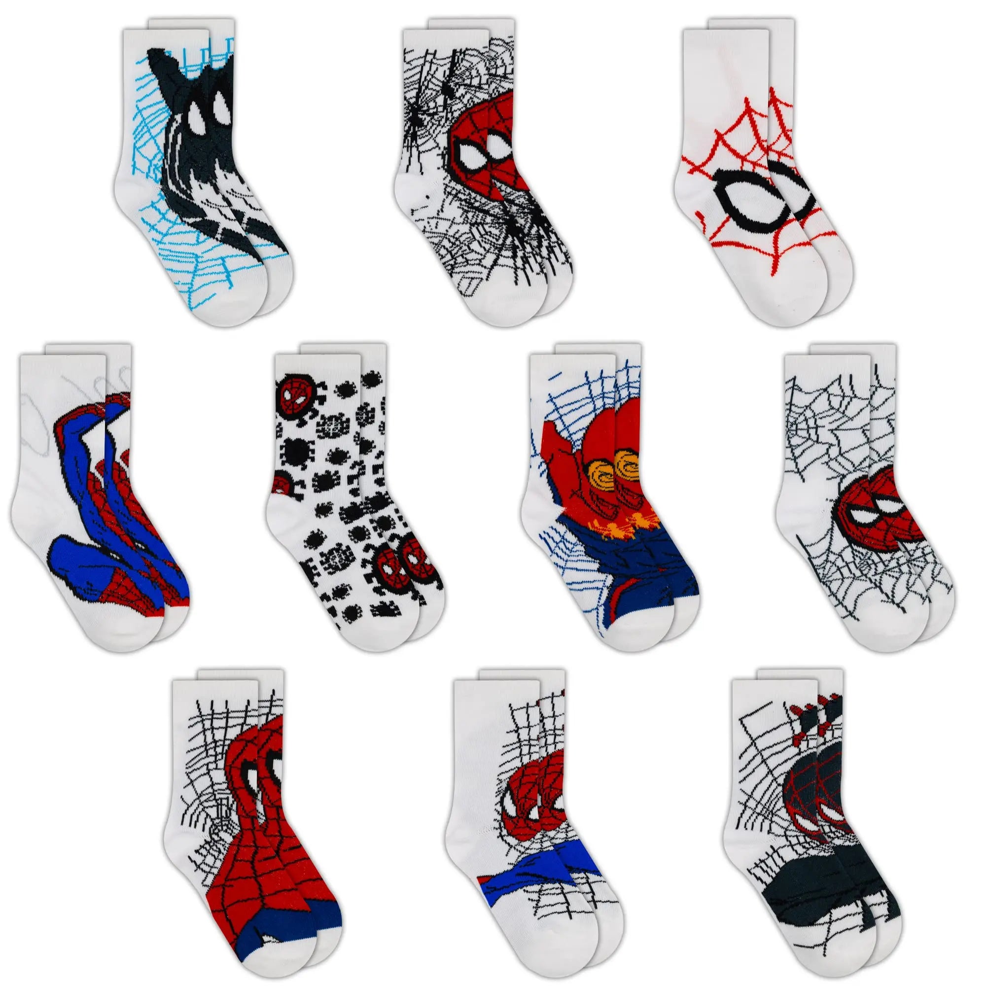 Marvel Spider-Man Boys Printed Youth Socks (10-Pack)