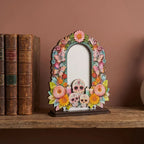 Traditional Día de los Muertos Wooden Picture Frame - Mexican Altar Tabletop Display, Multi-Style Photo Holder with Skulls/Marigolds, Indoor Recreation Home Decor