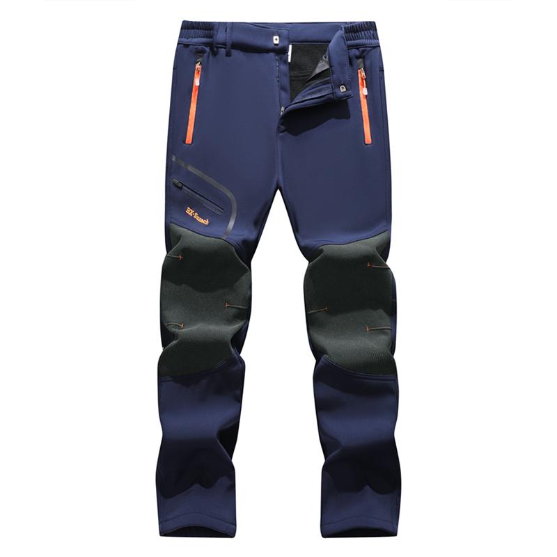 Men's Plain Polyester Fleece Insulated Thermal Pants - Heavy-Duty Waterproof Softshell, Below-the-Ankle, Heat-Reflective, Zip Pockets, Cold Weather Male Clothing Clothes Products for Hiking, Adventure