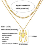 Spider Necklace For Men Women Titanium Stainless Steel Gold Silver Black Cuban Chain Paperclip Chain Lightweight Trendy Cool Goth Spider Pendant Necklace For Teen Halloween Non Tarnish Jewelry y2k Stylish Unique Accessories Birthday Gifts With Gift Box