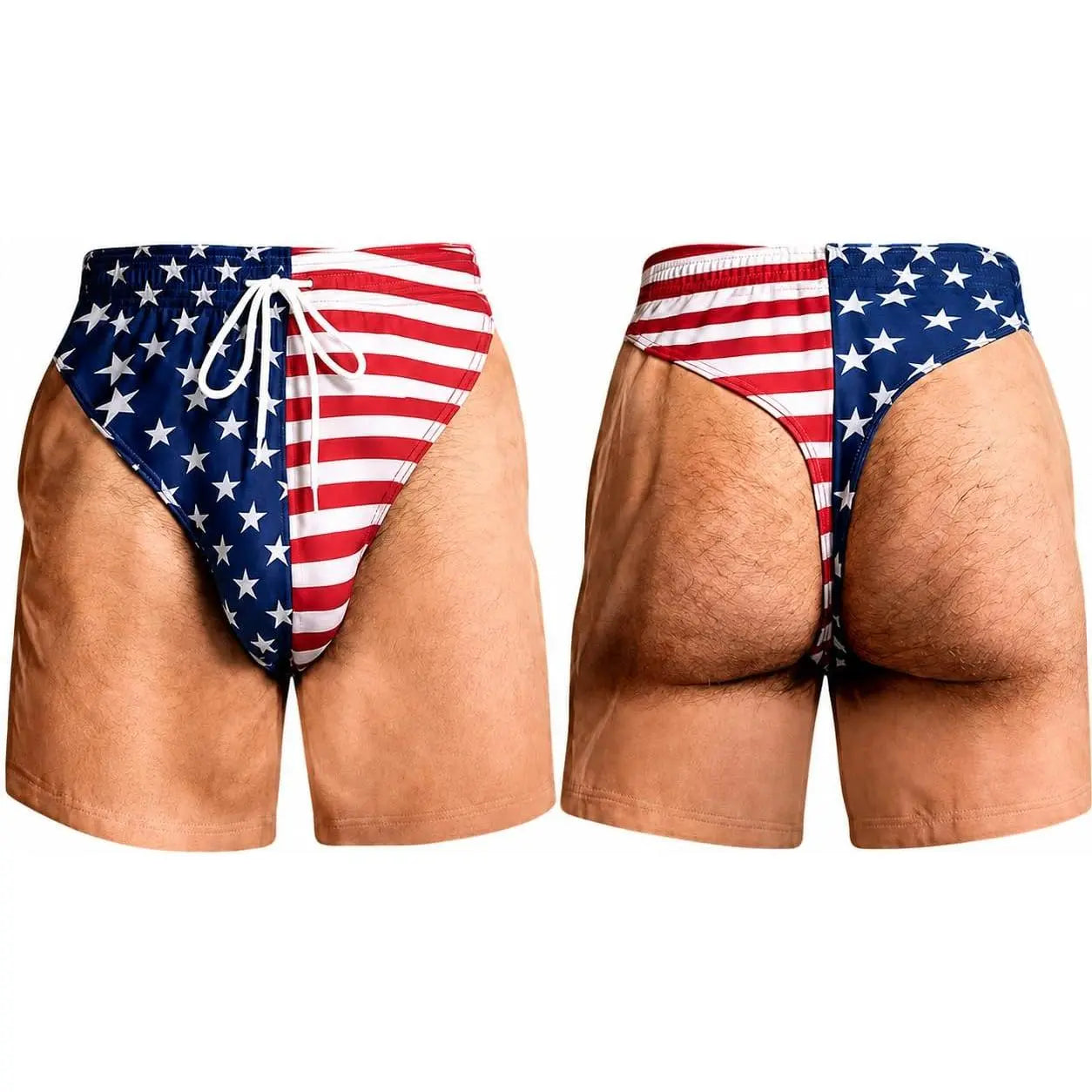 Men's Novelty Patriotic Swim Trunks - American Flag Freedom & Chill Quick Dry Beach Shorts with Mesh Lining - Funny Ugly Summer Hawaiian Shirt Vacation Gifts for Him