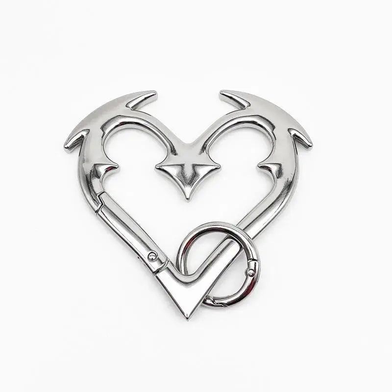Gothic Heart-Shaped Zinc Alloy Carabiner Keychain