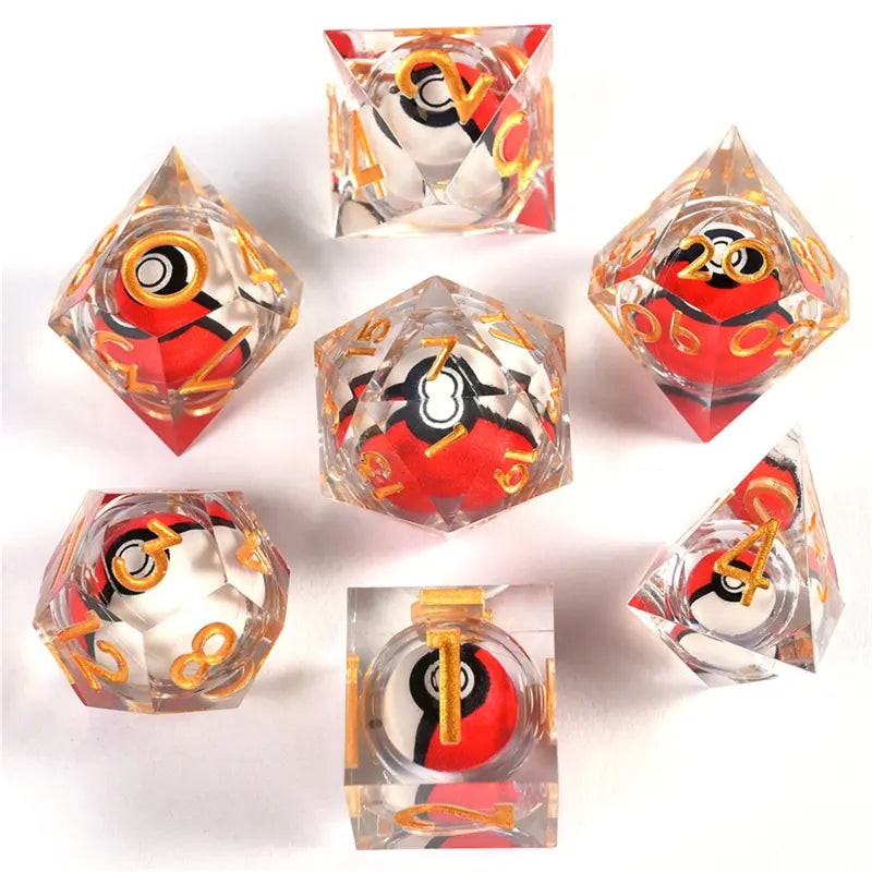 Rotating Eye Dnd Dice Set, 7 Piece Liquid Core Polyhedral Dice Game for Dungeons & Dragons Rpg, Resin Sharp Edge D&d Dice