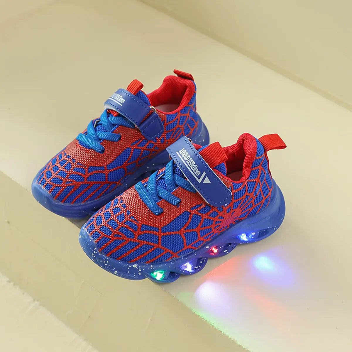 Boys' Spiderman LED Light-Up Sneakers, Breathable Mesh Shoes with Soft Sole for Daily School & Outdoor Wear