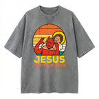 Cotton Jesus Has Your Back Jiu Jitsu Retro Christian Men Women Kids T-Shirt