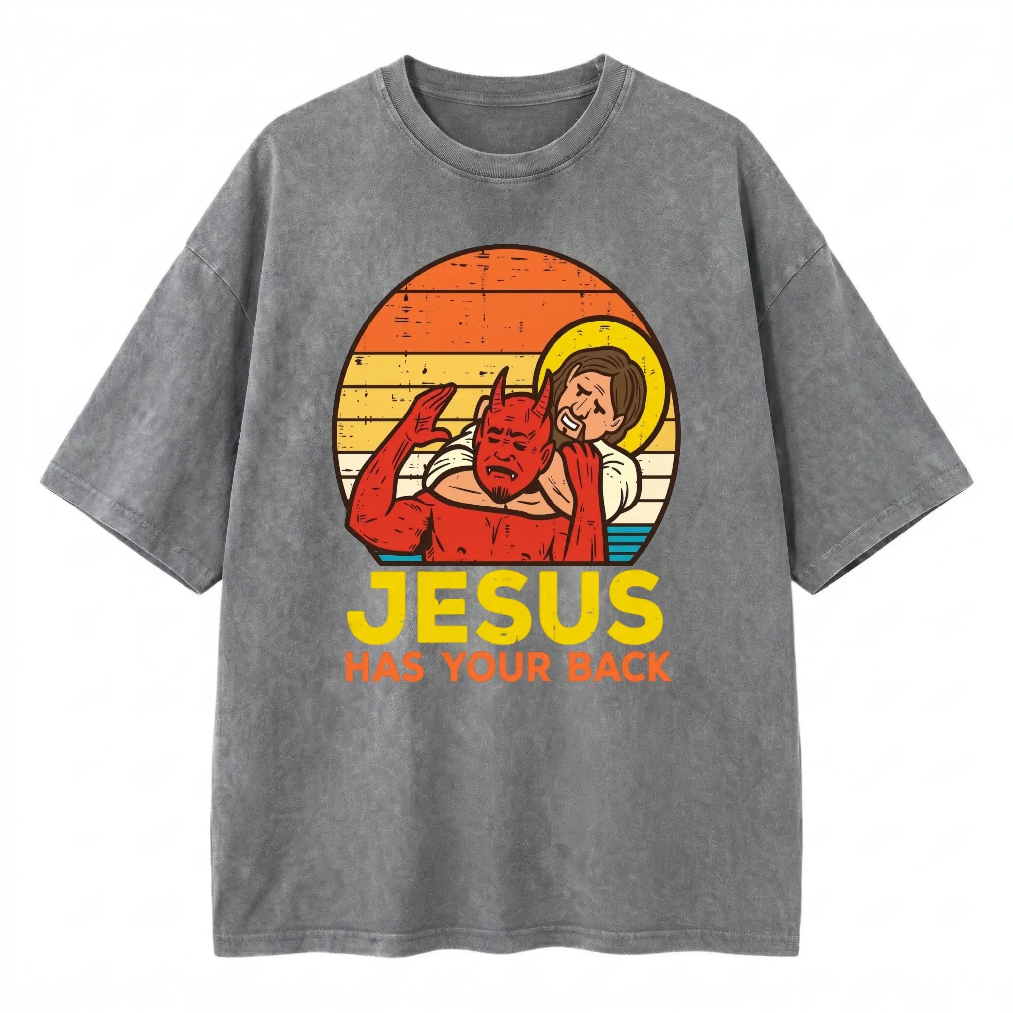Cotton Jesus Has Your Back Jiu Jitsu Retro Christian Men Women Kids T-Shirt