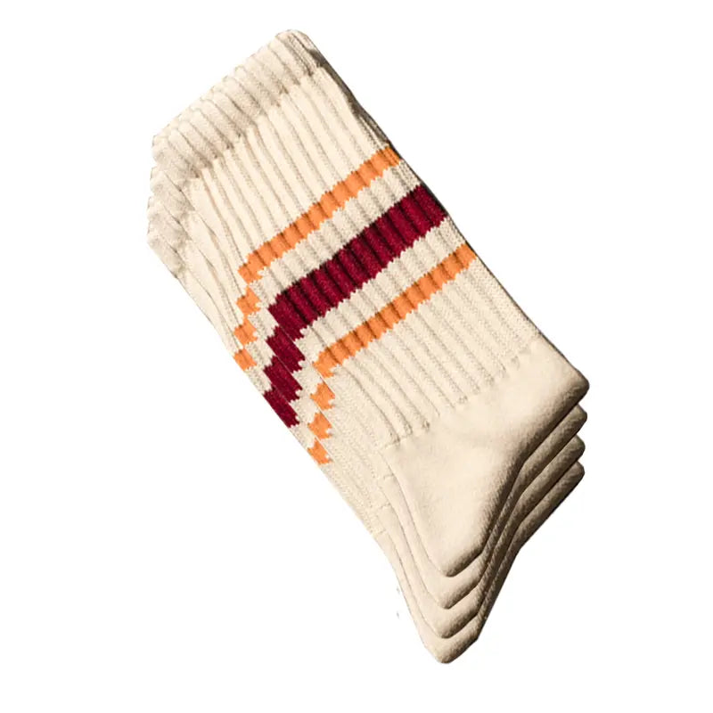 4 Pairs Natural 98% Cotton Crew Socks - Seamless, Breathable, Cozy Fall & Winter Socks for Women & Men