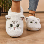 Women's & Men's Cat Theme Faux Fur Fuzzy Fashion Slippers - Winter Warm Cozy House Fur Slides