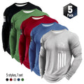 Men's 5-Piece Long Sleeve Shirt - Lightweight Plain Lining Patriot Apparel, Quick-Drying Breathable Activewear Athletic Apparel for Male Gym, Biking & Daily Casual Wear (Spring, Autumn)