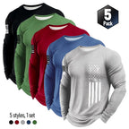 Men's 5-Piece Long Sleeve Shirt - Lightweight Plain Lining Patriot Apparel, Quick-Drying Breathable Activewear Athletic Apparel for Male Gym, Biking & Daily Casual Wear (Spring, Autumn)