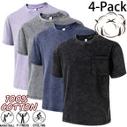 4-Pack Men's Vintage Washed 100% Cotton Crew-Neck T-Shirts