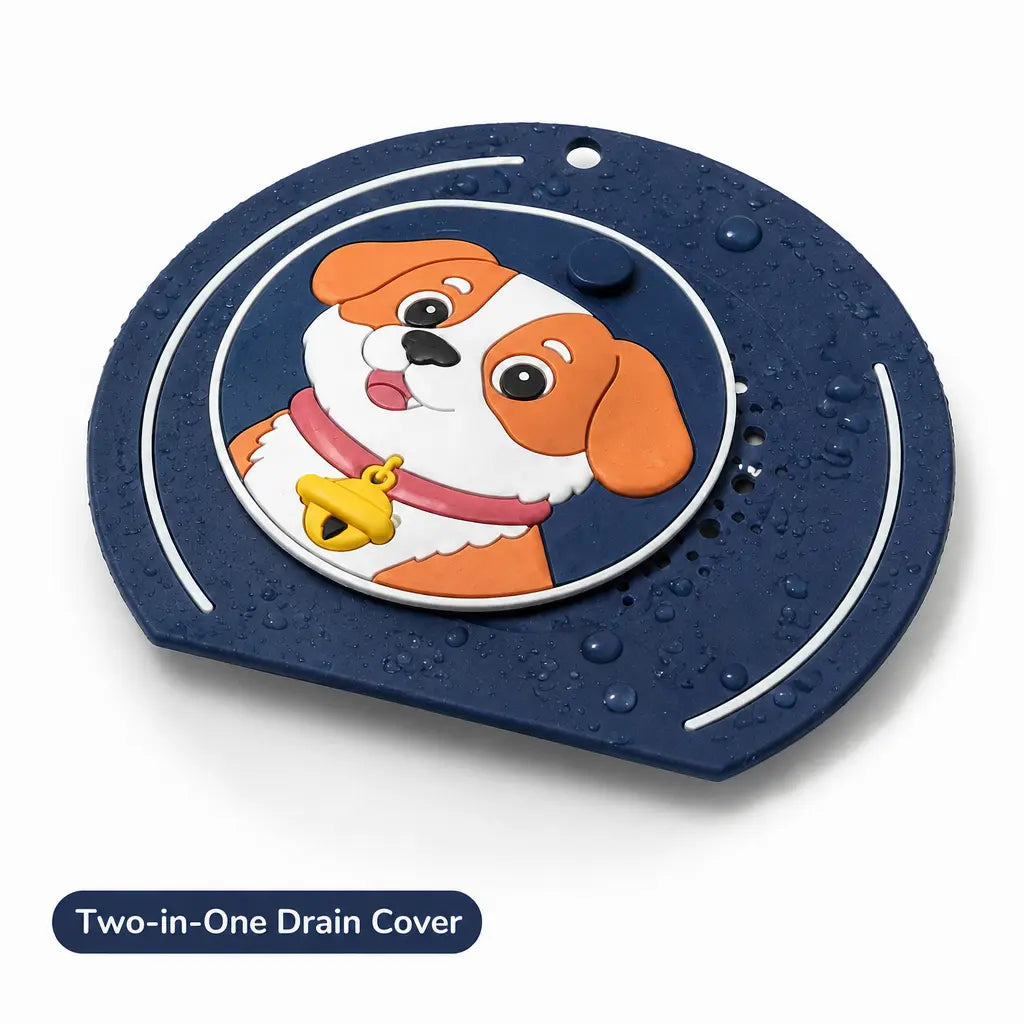 2-in-1 Shower Drain Hair Catcher & Bathtub Drain Hair Catcher  Rotating Silicone Drain Cover Cartoon Sink Strainer with Odor & Bug Blocking 5.9 Inch-Pink&Blue&Yellow