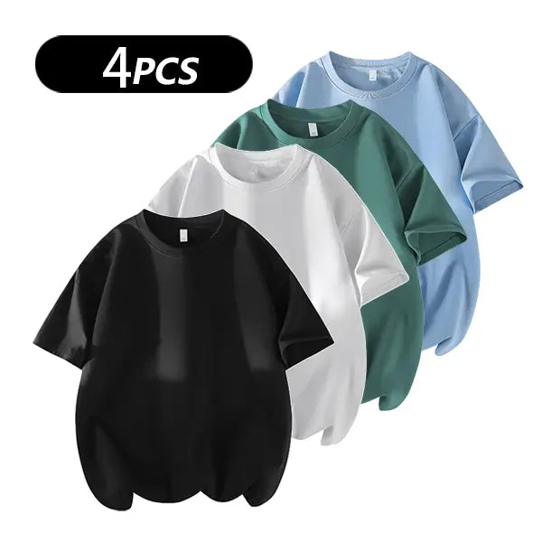 Men's 3-Pack 100% Cotton Loose Fit Crew Neck T-Shirts (Soft Casual Tees)
