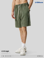 Gihuo Mens Unisex Sweat Shorts Cotton Athletic Shorts Vintage Acid Wash Elastic Waist Drawstring Workout Shorts with Pockets Womenswear Basic Bottom Casual Minimalist
