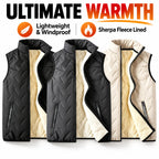 Men's Fleece-Lined Winter Vest with Stand-Up Collar