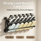 Foldable Wall-Mounted Shoe Rack, Space-Saving Plastic & Steel Hanging Slipper Holder, Compact Shoe Storage Organizer for Bathroom, Entryway, Closet, Bedroom, Door & RV