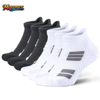 Mqamex Men's 6-Pair No-Show Terry-Sole Athletic Ankle Socks - Absorbent, Active, Breathable, Comfy, Thick for Cold-Weather Outdoor Training & Daily Wear, Absorbent Ankle Socks Menswear Sports Day Stylish White Esports
