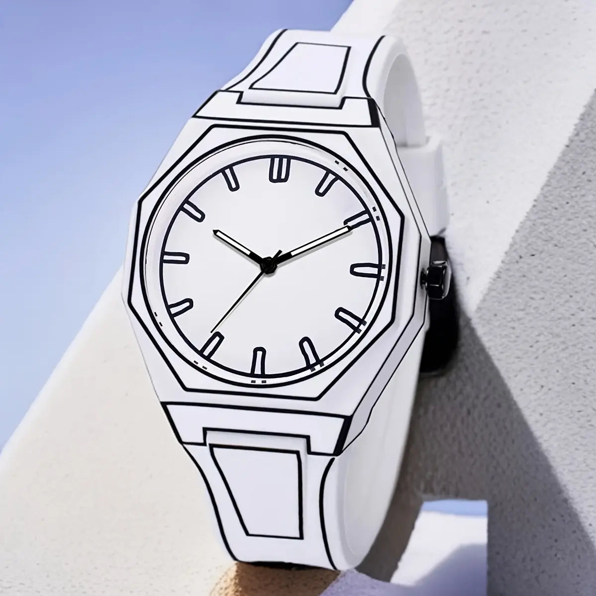 1pc PINTIME Preppy Style Men'S Watch - Quartz Movement, Silicone Band, Luminous Hands, Round Dial, Battery-Operated, Non-Rechargeable, Fashionable Accessory for All Occasions