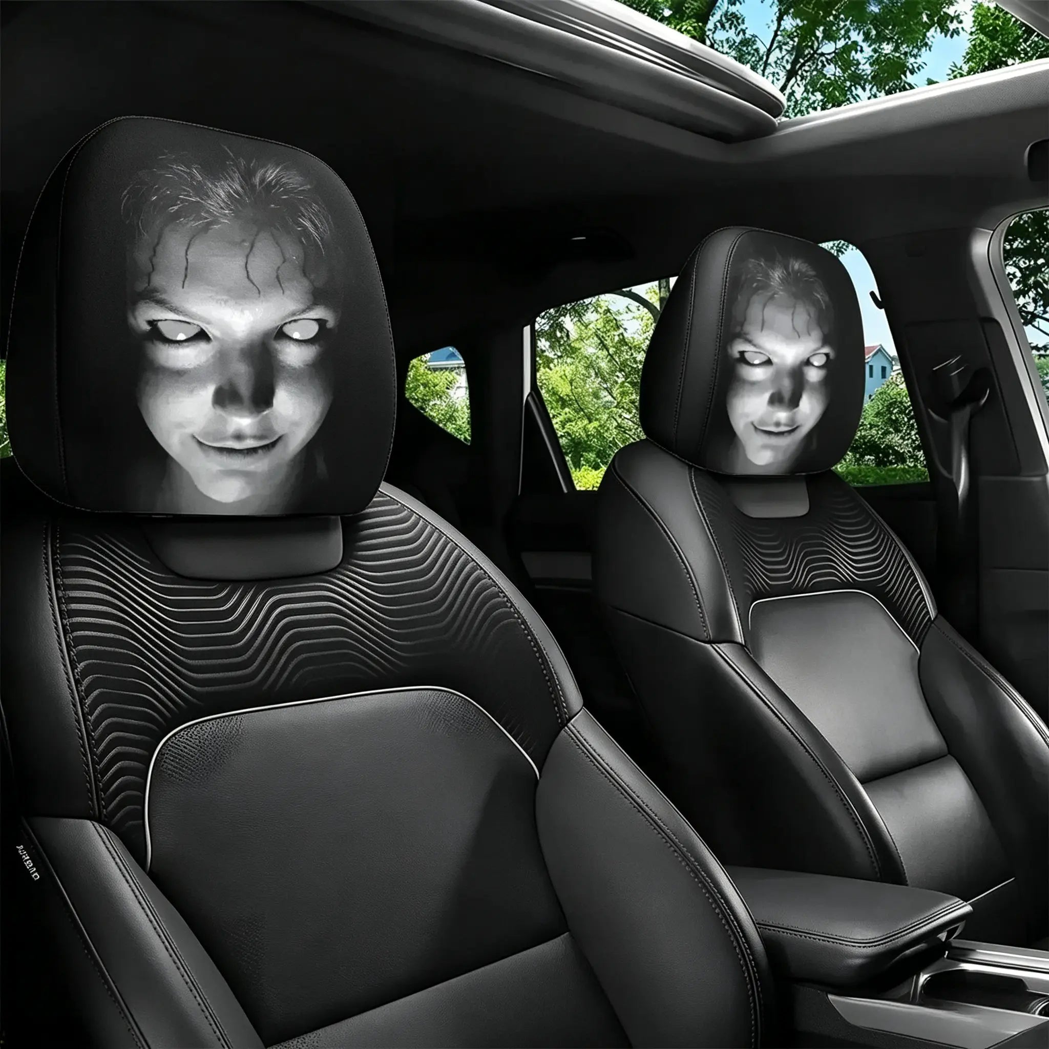 2-Pack Gothic Mysterious Hooded Car Headrest Covers