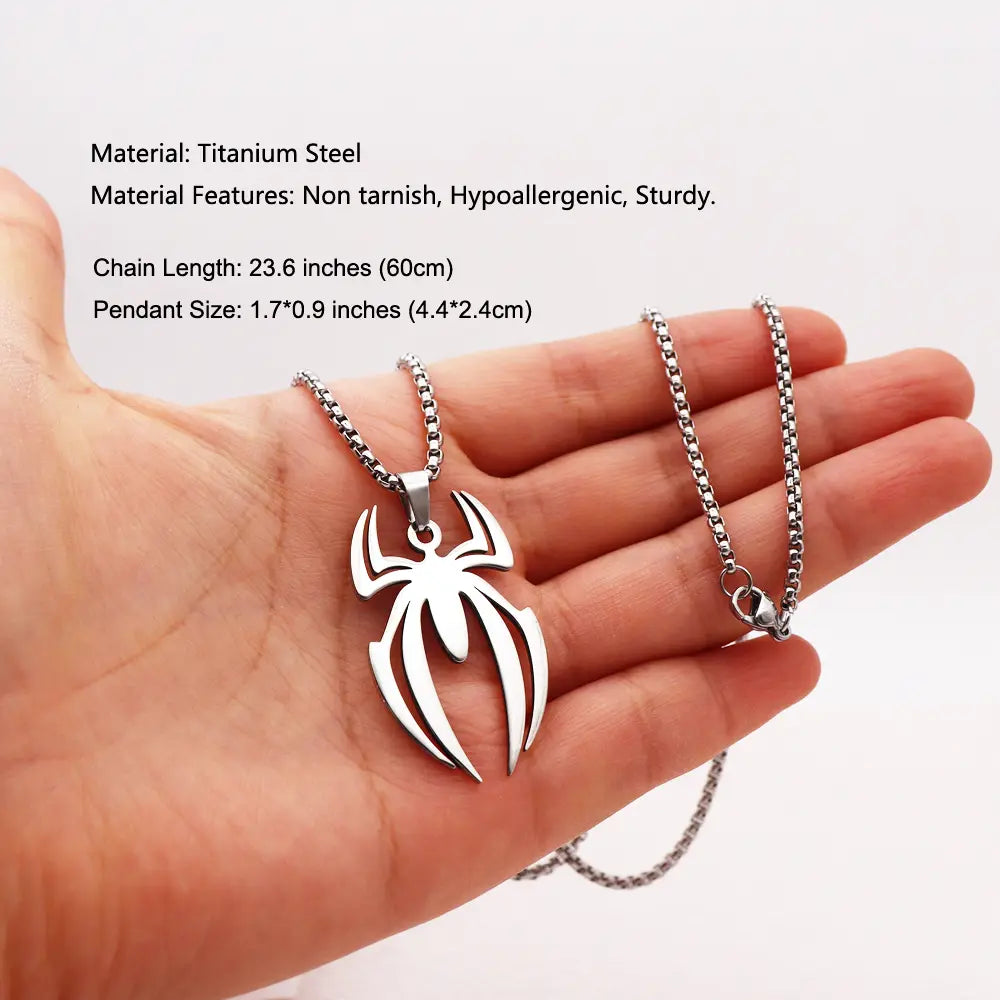 Spider Necklace For Men Women Titanium Stainless Steel Gold Silver Black Cuban Chain Paperclip Chain Lightweight Trendy Cool Goth Spider Pendant Necklace For Teen Halloween Non Tarnish Jewelry y2k Stylish Unique Accessories Birthday Gifts With Gift Box