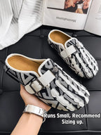 Men's Bohemian Print Mules, Mule Slides, Comfortable Slip-On Sandals, Adjustable Buckle, Soft Insole, Ideal for Daily Wear, Casual Footwear